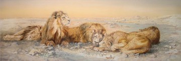  Desert Painting - lions in desert